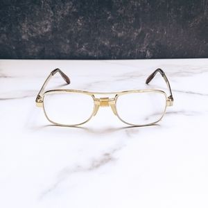 Vintage square aviator gold frames glasses